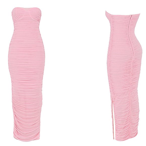 HOUSE OF CB 'Sofia' Fairy Pink Mesh Maxi Dress NWOT - Picture 15 of 15